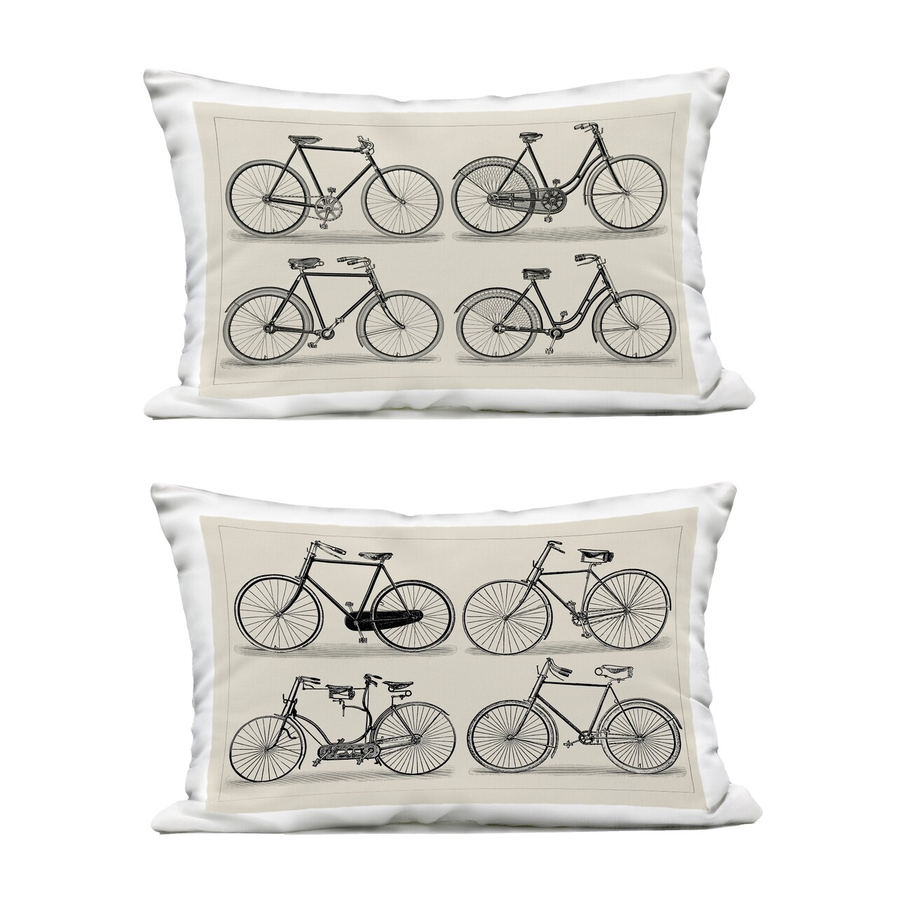 Stupell Industries Vintage Bicycle Styles 2pc Outdoor Printed Throw Pillow Set Design by Vision Studio, 14 x 7 x 20
